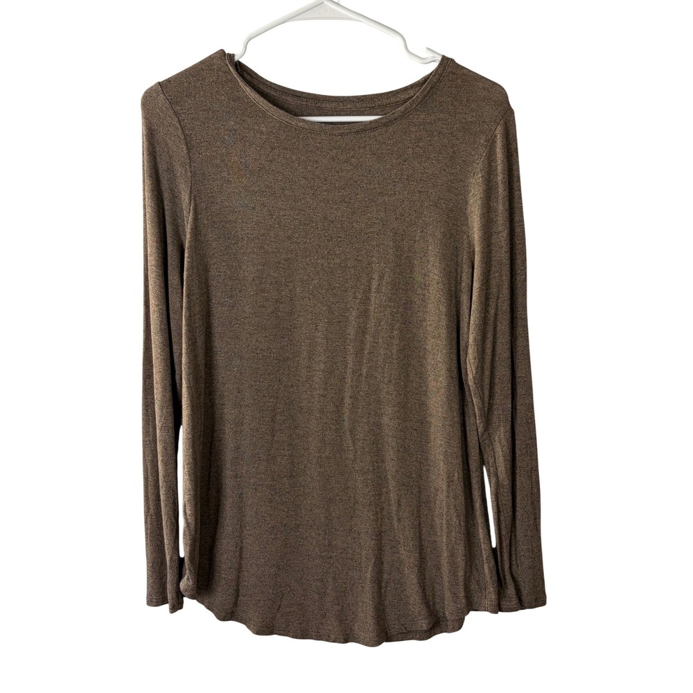 Apt. 9 Essentials Womens Small Tan Marl Long Sleeve Crew Neck Knit Top Shirt
